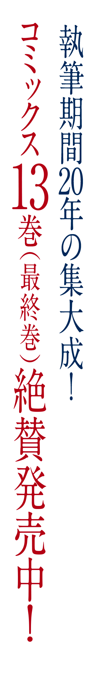 執筆期間20年の集大成！コミックス13巻（最終巻）絶賛発売中！